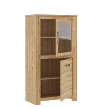 Stauraumvitrine >HAVANNA< 2 Türen, Alteiche Dekor - 77x143,7x42,2cm (BxHxT)