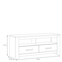Lowboard >HAVANNA< 2 Schübe, 2 Fächer, in Alteiche Dekor - 126,7x54,1x42,2cm (BxHxT)