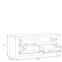 Lowboard >HAVANNA< 2 Schübe, 2 Fächer, in Alteiche Dekor - 126,7x54,1x42,2cm (BxHxT)