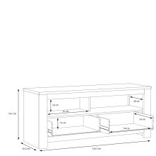 Lowboard >HAVANNA< 2 Schübe, 2 Fächer, in Alteiche Dekor - 126,7x54,1x42,2cm (BxHxT)