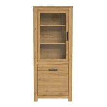 Stauraumvitrine >HAVANNA< 2 Türen, in Alteiche Dekor - 77x185,3x42,2cm (BxHxT)