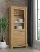 Stauraumvitrine >HAVANNA< 2 Türen, in Alteiche Dekor - 77x185,3x42,2cm (BxHxT)