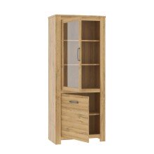 Stauraumvitrine >HAVANNA< 2 Türen, in Alteiche Dekor - 77x185,3x42,2cm (BxHxT)