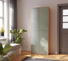 Schuhschrank >Alanna < 4 Türen, Salbei / Artisan Eiche Dekor - 74,5x191,9x34,9 (BxHxT)