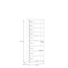 Schuhschrank >Alanna < 4 Türen, Salbei / Artisan Eiche Dekor - 74,5x191,9x34,9 (BxHxT)
