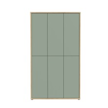 Schuhschrank >Alanna< 6 Türen, Salbei / Artisan Eiche Dekor - 109,2x191,9x34,9 cm (B/H/T)