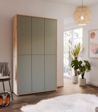 Schuhschrank >Alanna< 6 Türen, Salbei / Artisan Eiche Dekor - 109,2x191,9x34,9 cm (B/H/T)