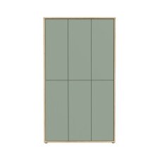Schuhschrank >Alanna< 6 Türen, Salbei / Artisan Eiche Dekor - 109,2x191,9x34,9 cm (B/H/T)