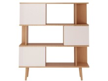 Bücherregal >Sundsvall< 120x130 cm in Eiche-Optik mit 3 Türen, Weiß