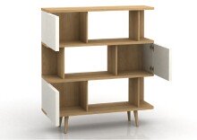Bücherregal >Sundsvall< 120x130 cm in Eiche-Optik mit 3 Türen, Weiß