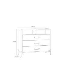 Kommode >ORIENTAL TREE< 3 Schübe, Bartex Eiche Dekor / Schwarz - 109,4x90,7x41,5cm (BxHxT)