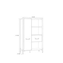 Highboard >ORIENTAL TREE<  3 Fächer, Bartex Eiche Dekor / Schwarz - 94,1x151,5x41,5cm (BxHxT)