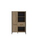 Highboard >ORIENTAL TREE<  3 Fächer, Bartex Eiche Dekor / Schwarz - 94,1x151,5x41,5cm (BxHxT)