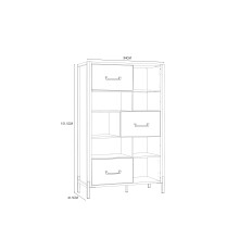 Highboard >ORIENTAL TREE< 3 Türen, Bartex Eiche Dekor / Schwarz - 94,1x151,5x41,5cm (BxHxT)