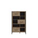 Highboard >ORIENTAL TREE< 3 Türen, Bartex Eiche Dekor / Schwarz - 94,1x151,5x41,5cm (BxHxT)
