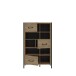 Highboard >ORIENTAL TREE< 3 Türen, Bartex Eiche Dekor / Schwarz - 94,1x151,5x41,5cm (BxHxT)