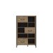 Highboard >ORIENTAL TREE< 3 Türen, Bartex Eiche Dekor / Schwarz - 94,1x151,5x41,5cm (BxHxT)