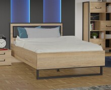 Bett >ORIENTAL TREE< Bartex Eiche Dekor / Schwarz Matt - 132,6x92,2x208,8cm (BxHxT)