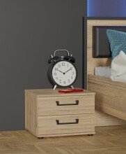 Nachtkommode >ORIENTAL TREE< 2 Schübe, Bartex Eiche Dekor - 46,3x33,7x40,8cm (BxHxT)
