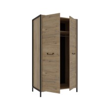 Kleiderschrank >ORIENTAL TREE< 2 Stangen, Bartex Eiche Dekor/ Schwarz - 109,1x199,9x62,2cm (B/H/T)