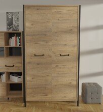 Kleiderschrank >ORIENTAL TREE< 2 Stangen, Bartex Eiche Dekor/ Schwarz - 109,1x199,9x62,2cm (B/H/T)
