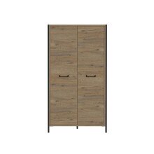 Kleiderschrank >ORIENTAL TREE< 2 Stangen, Bartex Eiche Dekor/ Schwarz - 109,1x199,9x62,2cm (B/H/T)
