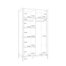 Kleiderschrank >ORIENTAL TREE< 2 Stangen, Bartex Eiche Dekor/ Schwarz - 109,1x199,9x62,2cm (B/H/T)