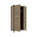 Kleiderschrank >ORIENTAL TREE< 2 Stangen, Bartex Eiche Dekor/ Schwarz - 109,1x199,9x62,2cm (B/H/T)