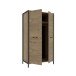 Kleiderschrank >ORIENTAL TREE< 2 Stangen, Bartex Eiche Dekor/ Schwarz - 109,1x199,9x62,2cm (B/H/T)
