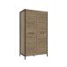 Kleiderschrank >ORIENTAL TREE< 2 Stangen, Bartex Eiche Dekor/ Schwarz - 109,1x199,9x62,2cm (B/H/T)