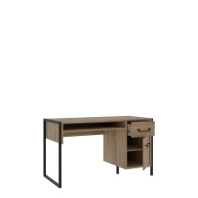 Schreibtisch >ORIENTAL TREE< Ablagefach, Bartex Eiche Dekor / Schwarz - 129,4x74,7x60,2cm (B/H/T)