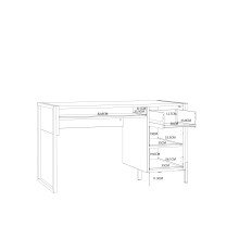 Schreibtisch >ORIENTAL TREE< Ablagefach, Bartex Eiche Dekor / Schwarz - 129,4x74,7x60,2cm (B/H/T)