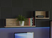 Wandboard >ORIENTAL TREE< Stufe, in Bartex Eiche Dekor / Schwarz - 122,5x42,9x21,9cm (BxHxT)