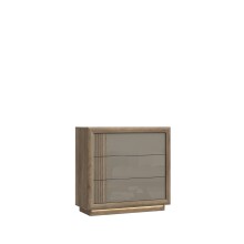 Kommode >SAVONA< LED, 3 Schübe, Beige Glanz /...