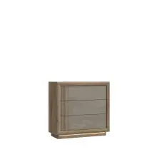 Kommode >SAVONA< LED, 3 Schübe, Beige Glanz /...