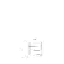 Kommode >SAVONA< LED, 3 Schübe, Beige Glanz / Eiche Antik Dekor - 103x98,2x42,3cm BxHxT