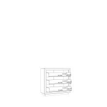Kommode >SAVONA< LED, 3 Schübe, Beige Glanz / Eiche Antik Dekor - 103x98,2x42,3cm BxHxT