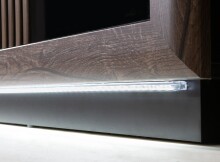 Sideboard >SAVONA< LED, Script-Schlameiche Dekor / Schwarz - 162,7x98,2x42,3cm (B/H/T)