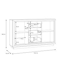 Sideboard >SAVONA< LED, Script-Schlameiche Dekor / Schwarz - 162,7x98,2x42,3cm (B/H/T)