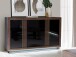 Sideboard >SAVONA< LED, Script-Schlameiche Dekor / Schwarz - 162,7x98,2x42,3cm (B/H/T)
