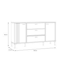 Sideboard >JOAKIMIS< Lamelle, Mauvella Eiche Dekor / Schwarz - 159,5x86,2x41,5cm (BxHxT)
