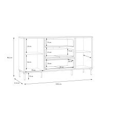 Sideboard >JOAKIMIS< Lamelle, Mauvella Eiche Dekor / Schwarz - 159,5x86,2x41,5cm (BxHxT)