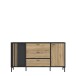 Sideboard >JOAKIMIS< Lamelle, Mauvella Eiche Dekor / Schwarz - 159,5x86,2x41,5cm (BxHxT)