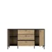 Sideboard >JOAKIMIS< Lamelle, Mauvella Eiche Dekor / Schwarz - 159,5x86,2x41,5cm (BxHxT)