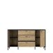 Sideboard >JOAKIMIS< Lamelle, Mauvella Eiche Dekor / Schwarz - 159,5x86,2x41,5cm (BxHxT)