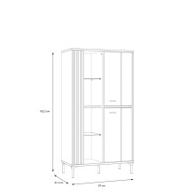 Glasvitrine >JOAKIMIS< Lamelle, Mauvella Eiche Dekor / Schwarz - 87x162,2x41,5cm (BxHxT)