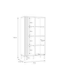 Glasvitrine >JOAKIMIS< Lamelle, Mauvella Eiche Dekor / Schwarz - 87x162,2x41,5cm (BxHxT)