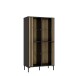 Glasvitrine >JOAKIMIS< Lamelle, Mauvella Eiche Dekor / Schwarz - 87x162,2x41,5cm (BxHxT)