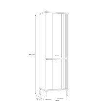 Glasvitrine >JOAKIMIS< Lamelle, Mauvella Eiche Dekor / Schwarz - 59x197,4x41,5cm (BxHxT)