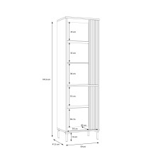 Glasvitrine >JOAKIMIS< Lamelle, Mauvella Eiche Dekor / Schwarz - 59x197,4x41,5cm (BxHxT)